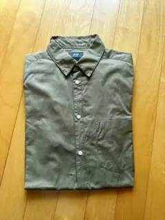 H&M メンズ　コットンシャツ　長袖　薄手　グリーン　S