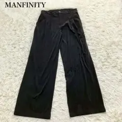 MANFINITY ブラック ワイドパンツ イージー　ゆったり　カジュアル　無地