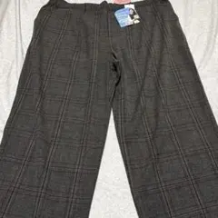 Hina Styleグレー系チェック ワイドパンツ6L