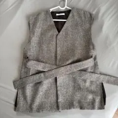 DISCOAT ノーカラーベスト ブラウン