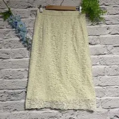 【超美品】index インデックス 総レース 膝丈スカート タイトスカート M
