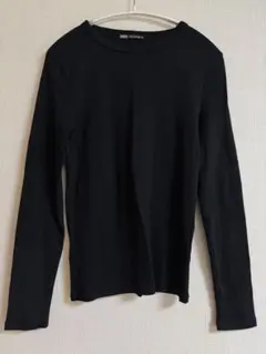ZARA クルーネック長袖カットソー ブラック Mサイズのサムネイル