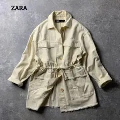 【ZARA】サファリジャケット フリンジ ポケット オーバーサイズ カジュアル