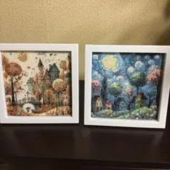 001/モデルルーム展示品 福永由美子 絵付け陶板アート 2点セット 001/モデルルーム展示品 福永由美子 絵付け陶板アート 2点セット