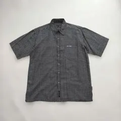 半袖シャツ ギンガムチェック ネイビー×ベージュ 大人カジュアル シンプル 古着