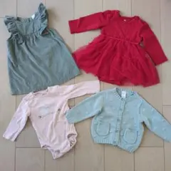 秋服エイチアンドエムH&Mベビー服4点セットロンパース　ワンピース　カーディガン