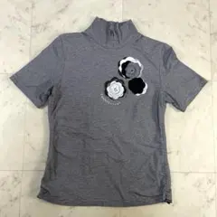 LANVIN SPORT ハイネックTシャツ 花アップリケ 38 グレー