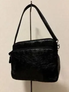 オーストリッチレザー 本革 ブラック ハンドバッグ パーティーバッグ ポーチ