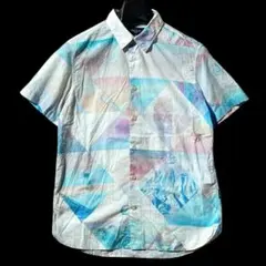 PAUL SMITH★幾何学&天体アート柄半袖シャツ ペール青 M ポールスミスのサムネイル