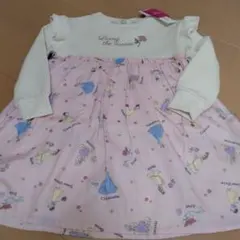 【新品】少々難あり　ディズニープリンセス柄長袖ワンピース110cm