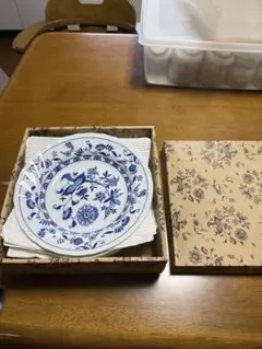 青い花柄 陶器皿 5枚セット