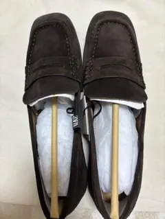 ZARA スエード ブラウン ローファー