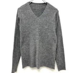 【美品】r.p.s アールピーエス Vネック リブニット セーター グレー M
