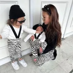anonbaby ゼブラ柄パンツ サスペンダー付き