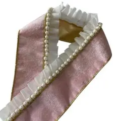 重ね衿　伊達襟　飾り襟　パール　フリル　ピンク　ゴールド　和装小物