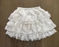 ホワイト レース フリル ミニスカート