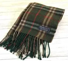 90s 英国製 Burberry`s カシミア ノバチェック マフラー グリーン