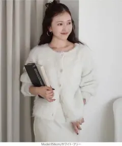 [ nanamiさんコラボ ]前後2wayシャギーニットトップス　ホワイト