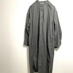【UNIQLO】ユニクロ シャツワンピース ロング グレー 綿 ボリューム袖 M