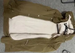 カーキ色 フリース内側 フード付きモッズコート