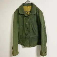 【美品】オリーブグリーン デニムジャケット 38 クロップド丈　好デザイン　M