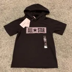 新品 CONVERSE コンバース フード付き半袖Tシャツ ブラック 110