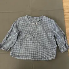 無印良品　キッズ 長袖ブラウス ギンガムチェック 100