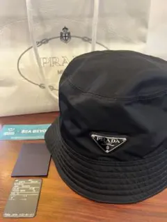 【希少XL】PRADA ブラック バケットハット PRADA - 【希少】PRADA バケットハット XL の通販 by CHANEL｜プラダ