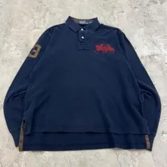 ラルフローレン　ポニー　ナンバリング　トップス　長袖ポロシャツ　古着　ネイビーM