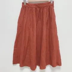 アースミュージック|ピーチスキン フレアスカート【F】バックゴム ミディ 赤茶色