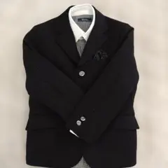 黒ストライプ ダブルブレストスーツ