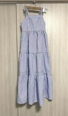 GRL ストライプ柄ティアードキャミワンピース　ブルー