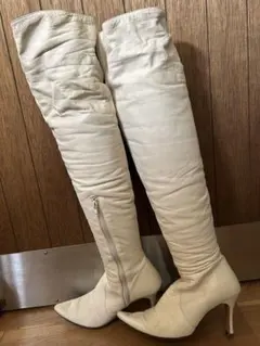 エクリュ　本革　リアルレザー　ニーハイブーツ MAREvintage itimi