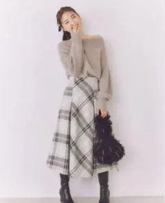 SNIDEL ロービングチェックロングスカート