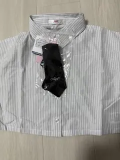 【新品タグ付】ALGY アルジー ネクタイ付ストライプシャツXS 140cm25