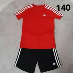 adidas ジャージ上下セット 赤黒140