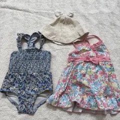 ベビー用水着セット（花柄・バケットハット付き）