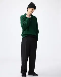 GU ワイドスラックス ストライプ ネイビー Lサイズ