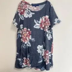 Apt.9 【XL】 花柄 チュニック トップス チャコールグレー 輸入古着