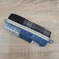デニムパッチワーク　ペンケース