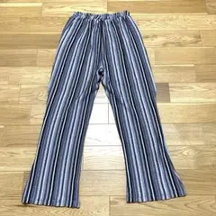 ストライプ柄 ニットパンツ ワイドパンツ
