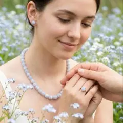 【箱付】ヴィンテージ ブルーレースアゲート3点セット SILVER 天然石 瑪瑙