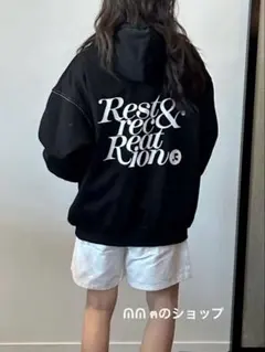 rest&recreation ブラック パーカー 男女兼用