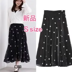 ナチュラルビューティーベーシック♡ドット柄スカート 黒S