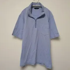 アルバトロス 極美品 ハーフジップ ポロシャツ L 水色 ストライプ ゴルフのサムネイル