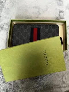 グッチ GGスプリーム シェリーライン ラウンドファスナー　黒