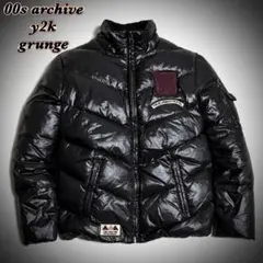 00s archive y2k down jacket 光沢 短丈 ロゴ