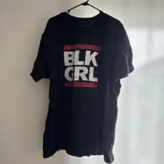 BLK GRL プリント ブラックTシャツ プリントTシャツ 黒 チュニック