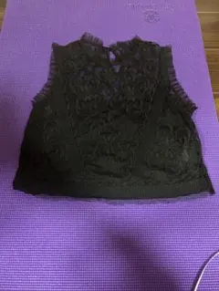 【ZARA】レース ノースリーブ トップス 黒