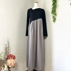 【新品タグ付】バイカラー ロングワンピース 【M】配色 モード系